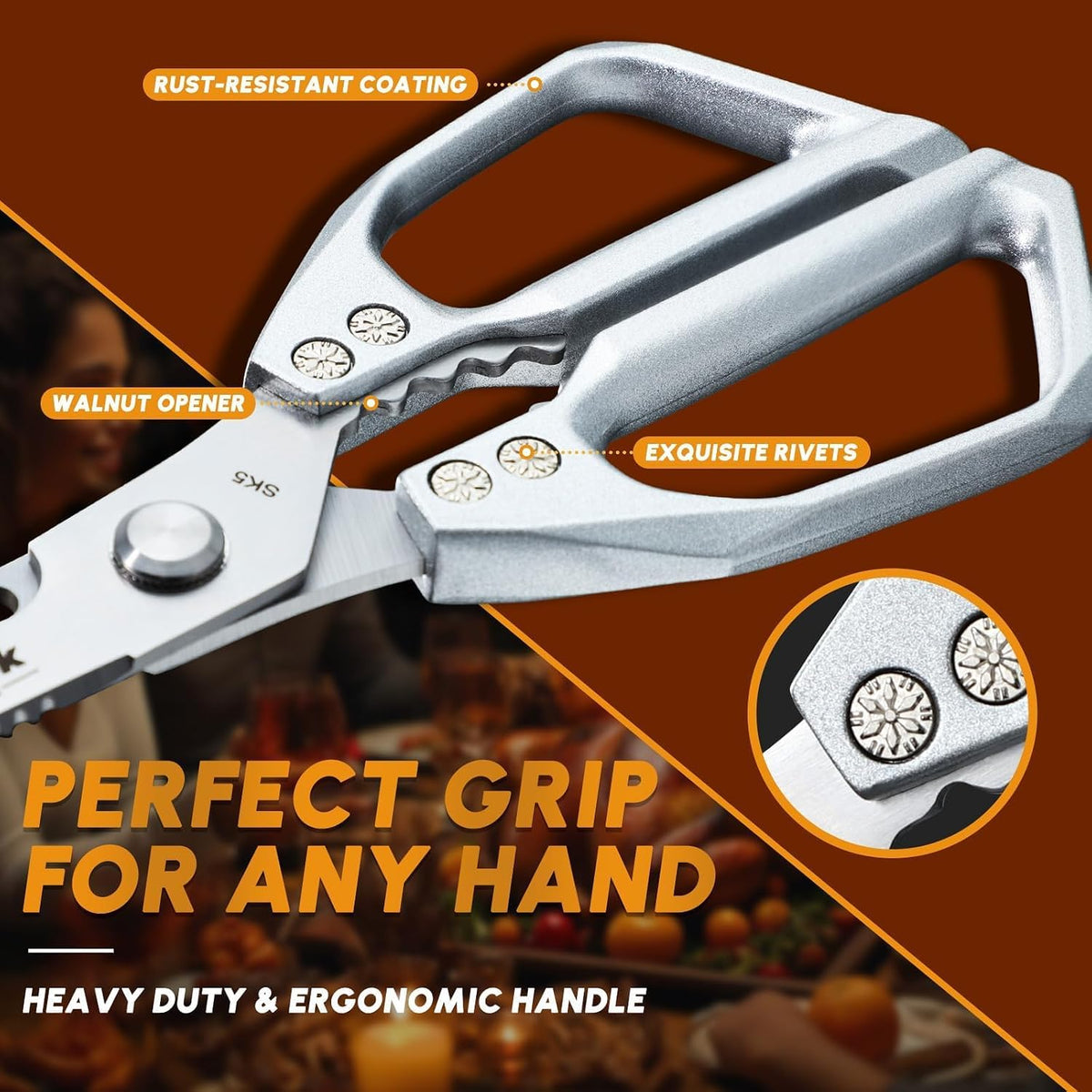 Huusk Kitchen Scissors for Food - Multifunction Kitchen Shears All Purpose