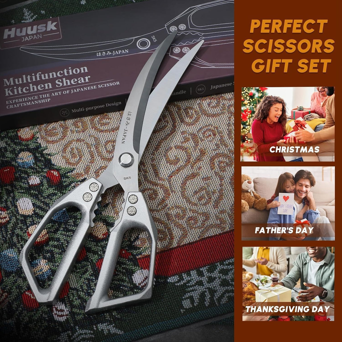 Huusk Kitchen Scissors for Food - Multifunction Kitchen Shears All Purpose