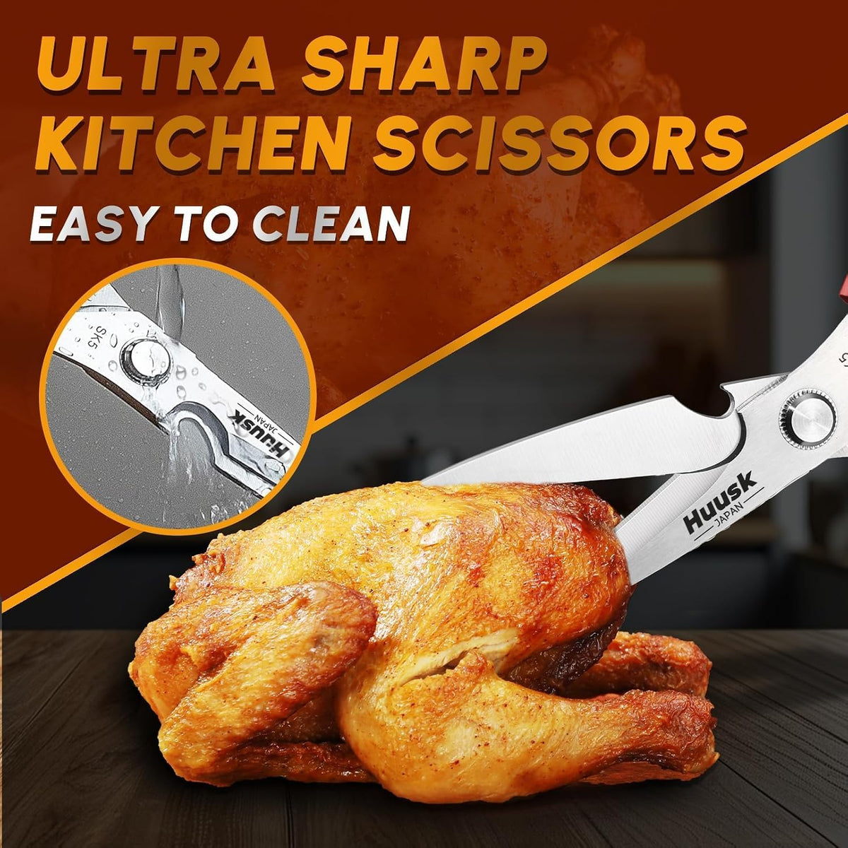 Huusk Kitchen Scissors for Food - Multifunction Kitchen Shears All Purpose