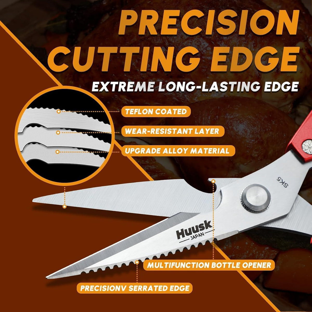 Huusk Kitchen Scissors for Food - Multifunction Kitchen Shears All Purpose
