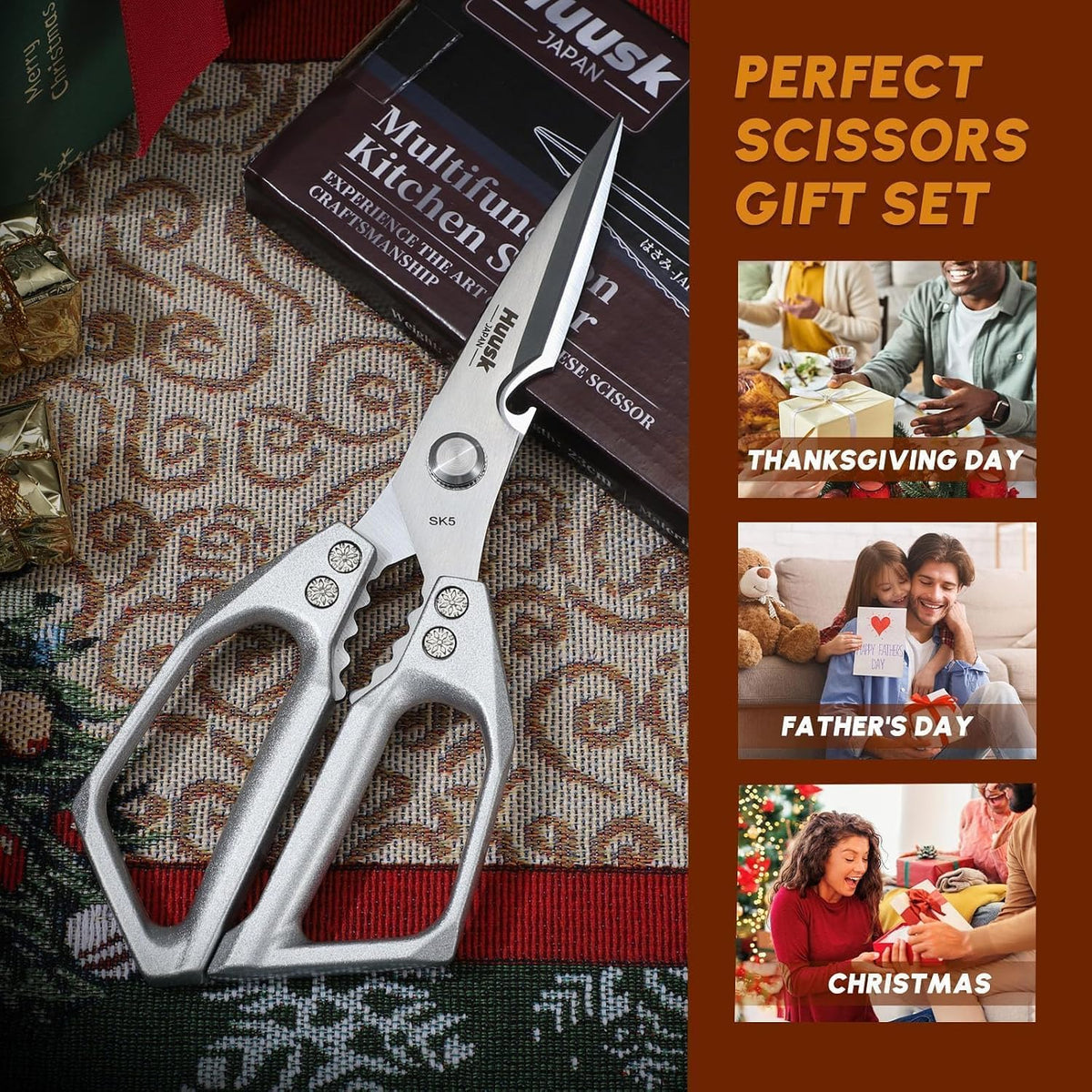 Huusk Kitchen Scissors for Food - Multifunction Kitchen Shears All Purpose