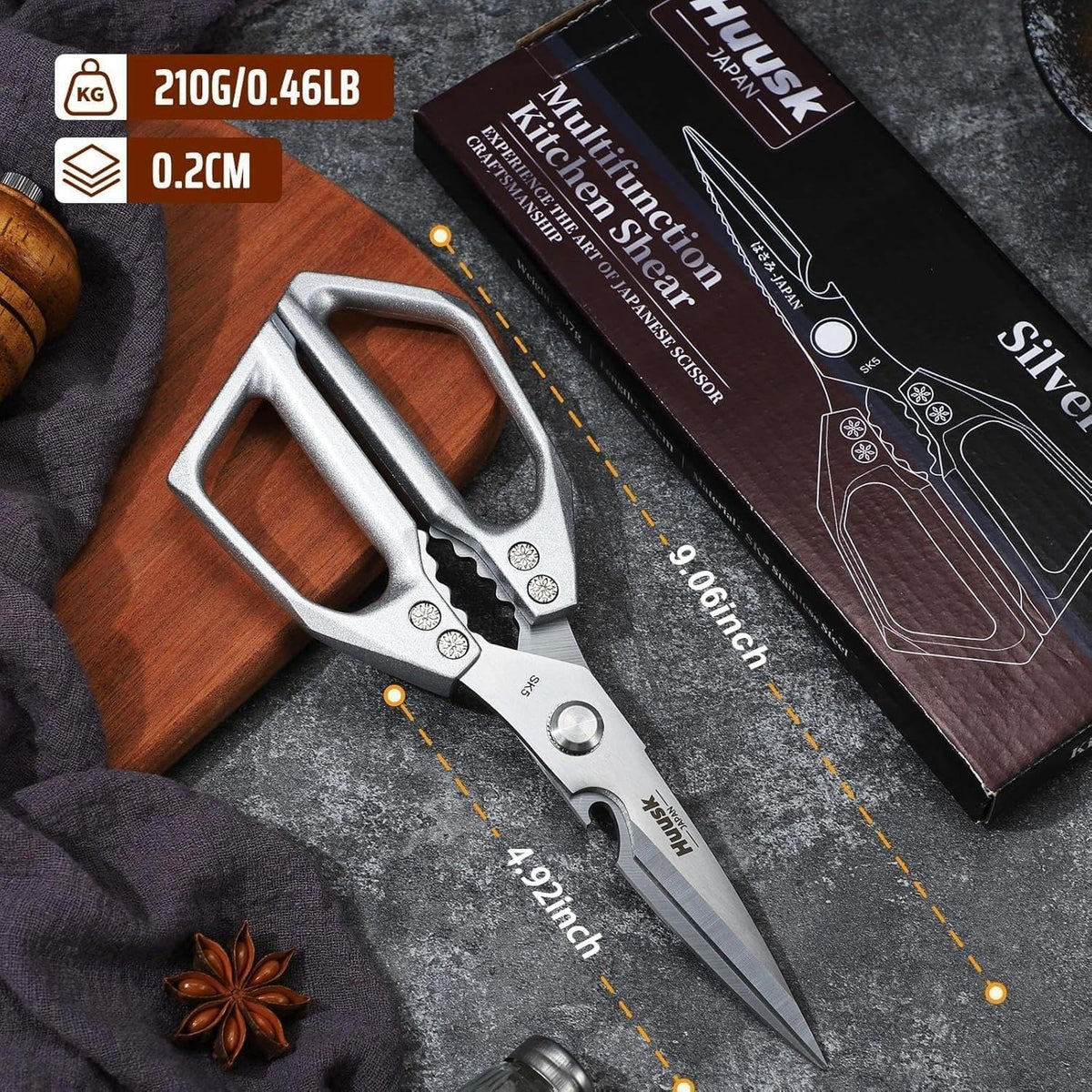 Huusk Kitchen Scissors for Food - Multifunction Kitchen Shears All Purpose