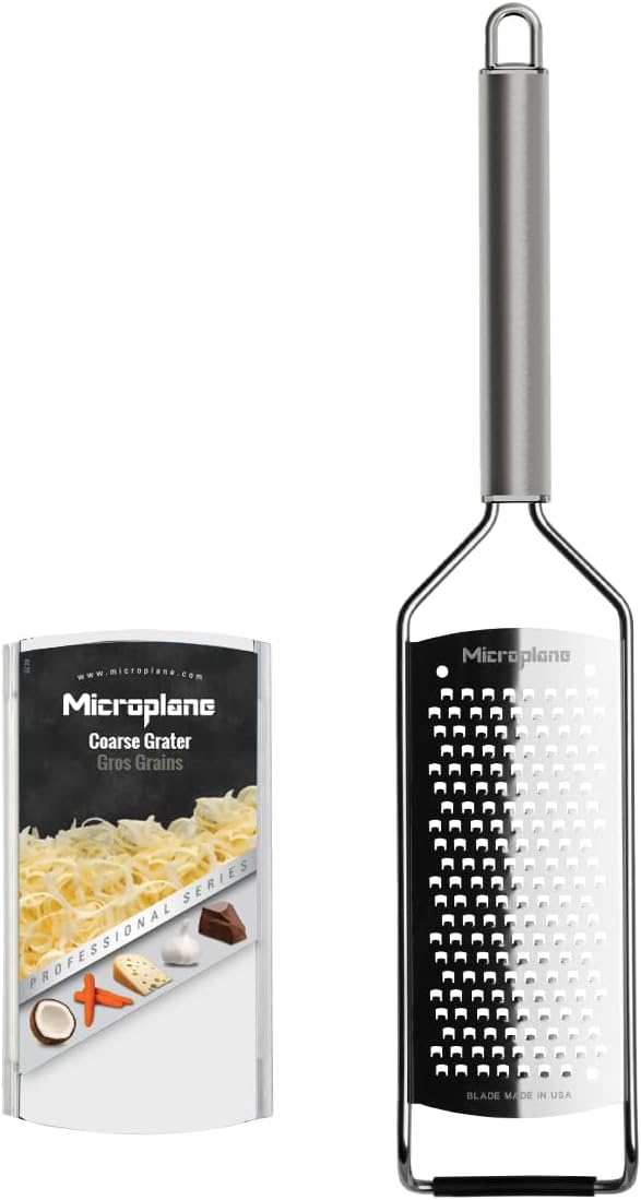 Professional Series Kitchen Grater new Coarse for Cheese, Carrot, Ginger, Coconut, Nuts and Horseradish with Stainless Steel Blades - Made in USA