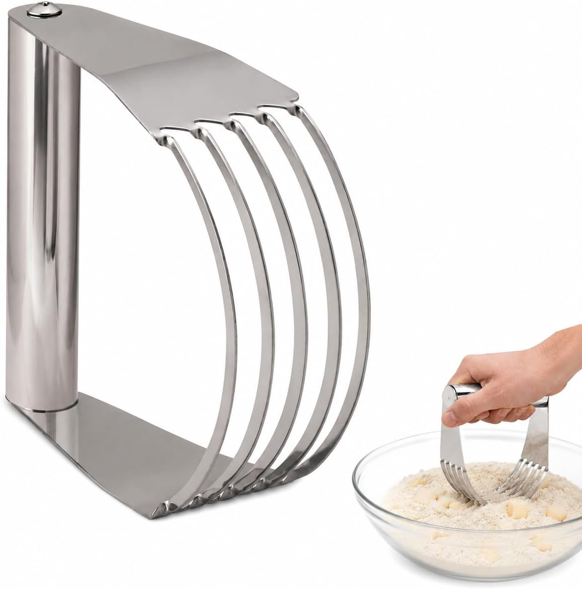 Dough Whisk, Single-Loop, 12 Inch, 18/8 Stainless Steel, For Gently Mixing Doughs, Batters, And Bread Mixes