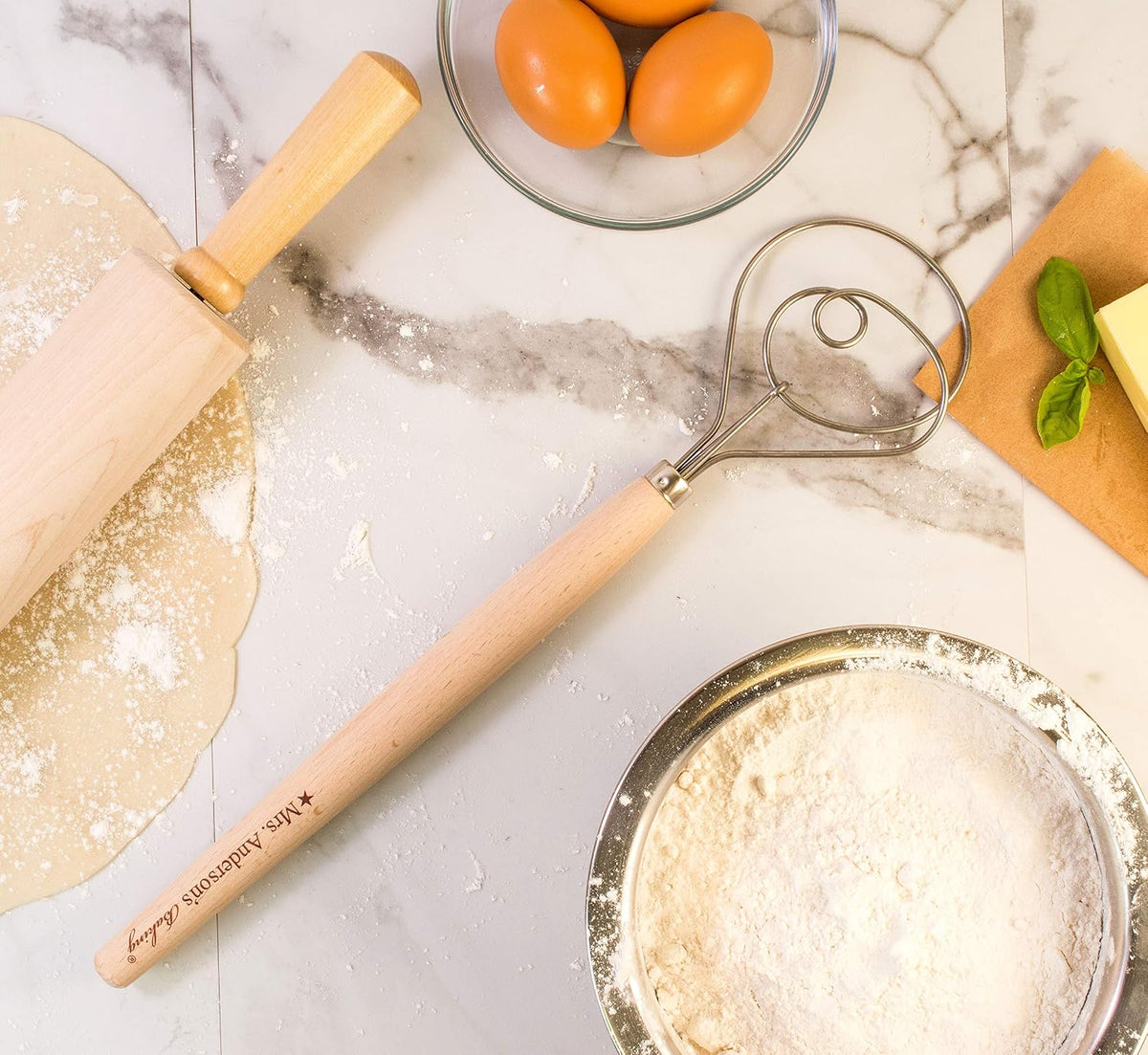 Dough Whisk, Single-Loop, 12 Inch, 18/8 Stainless Steel, For Gently Mixing Doughs, Batters, And Bread Mixes