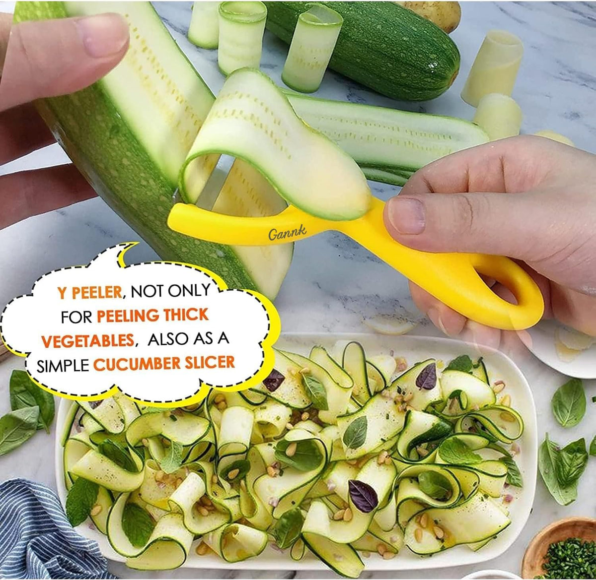 Vegetable Potato Peelers for Kitchen, Ultra Sharp Stainless Steel Blades Easy Peeling Apple Fruit Veggie Carrot Cucumber, W/Orange peeler, Dishwasher Safe