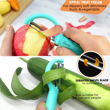 Vegetable Potato Peelers for Kitchen, Ultra Sharp Stainless Steel Blades Easy Peeling Apple Fruit Veggie Carrot Cucumber, W/Orange peeler, Dishwasher Safe