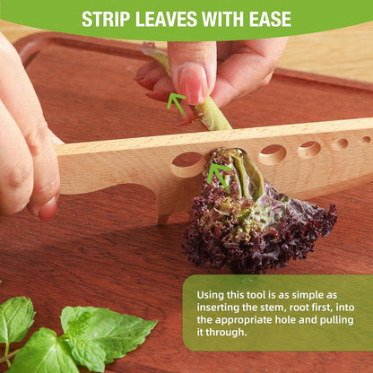 Wood Herb Stripper Scraper Handmade Wooden Knife Herb Stripper Knife Kitchen Leaf Stripping Separator Tool Loose Leaf Kale Razor Herb Peeler Remover Chef Gifts Kitchen Gadgets