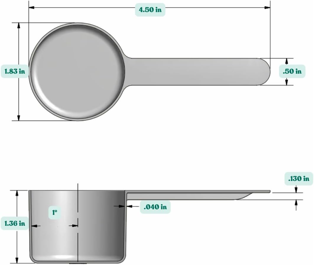 1/4 Teaspoon (1.25 mL) Long Handle Plastic Measuring Spoon for Coffee, Protein Powder, Pet Food, Spices, Grains, Dry Goods – Food-Grade BPA-Free (Pack of 1) - Colors A
