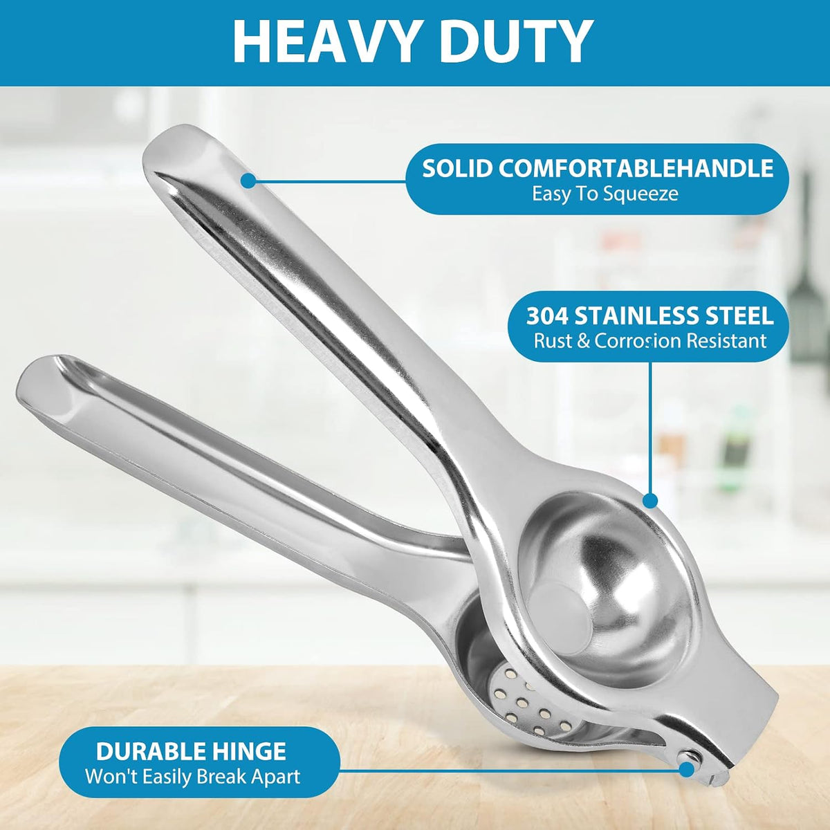 Jenkin Stainless Steel Manual Juicer Citrus Lemon Squeezer,Fruit Juicer Lime Press Metal,Professional Hand Juicer Kitchen Tool