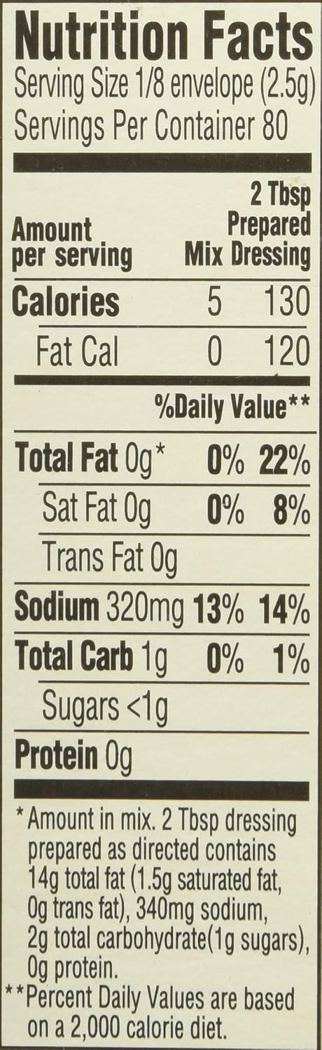 Italian Salad Dressing & Recipe Mix 0.7oz, 10 Pouches, Total Net 7oz