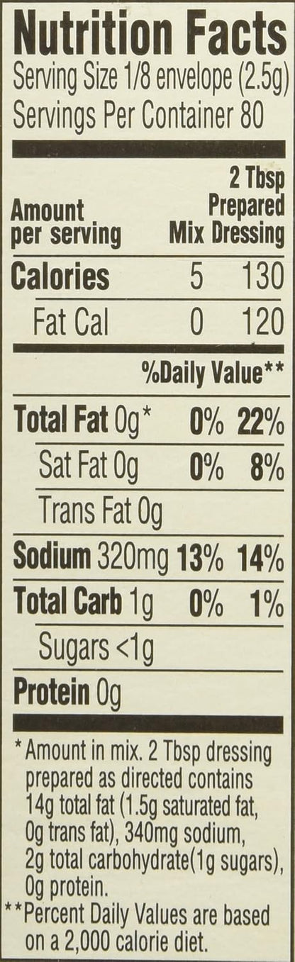 Italian Salad Dressing & Recipe Mix 0.7oz, 10 Pouches, Total Net 7oz