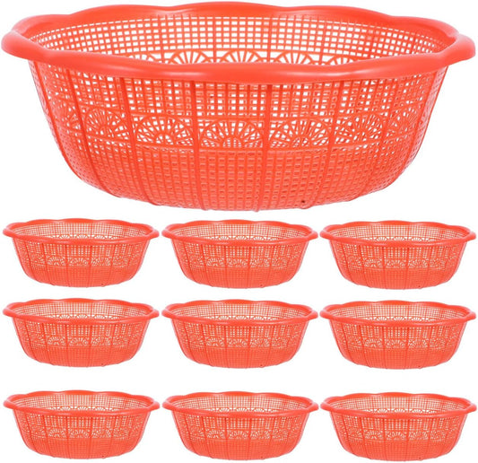10-Pack Plastic Drain Basket 9.05-Inch Multi-Functional Kitchen Colander for Rice Washing and Vegetable Straining with Comfortable Grip