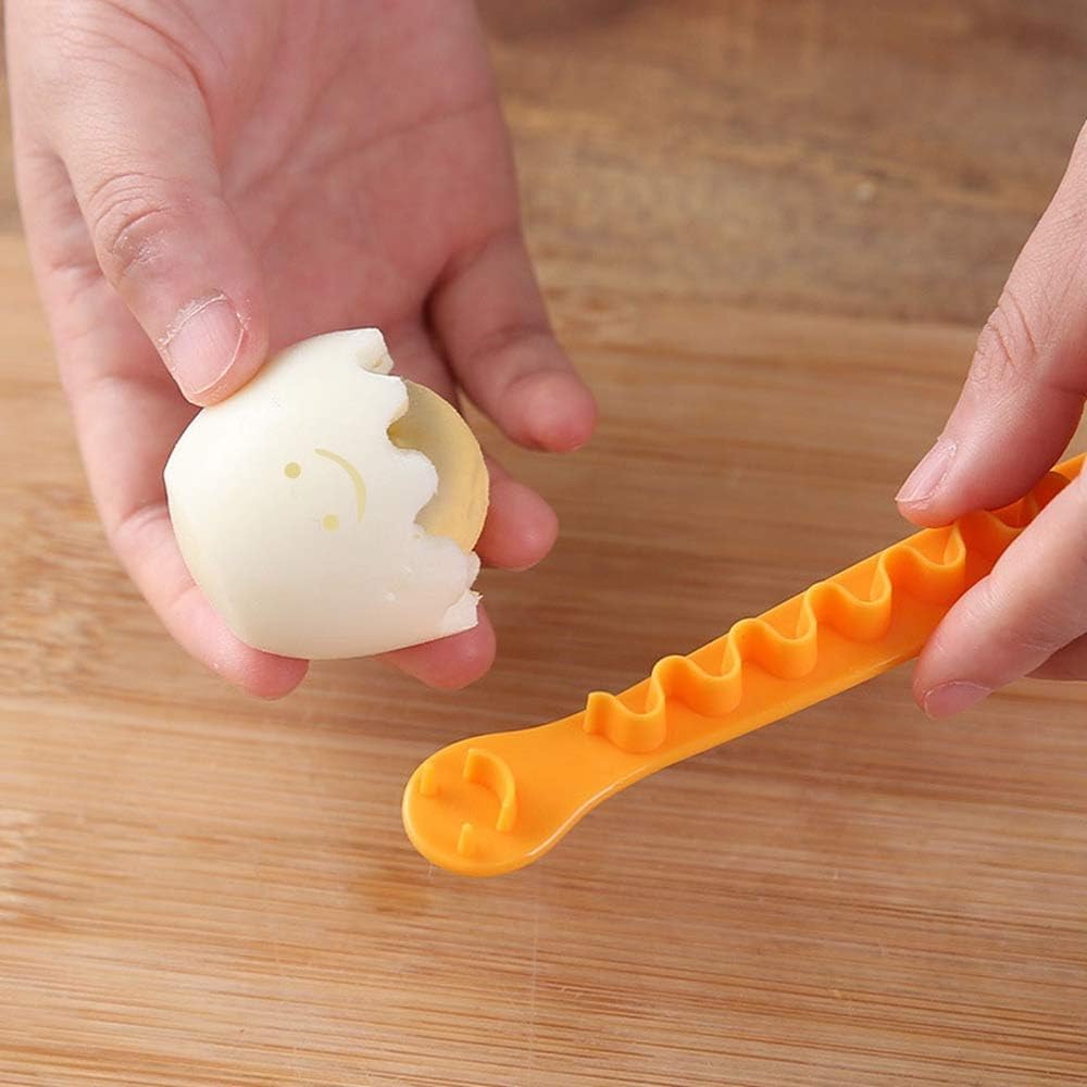 Boiled Egg Flower Cutter Slicer Set 2 Pack Cute Bento Box Food Shaper Tool | Food-grade PP plastic, 2-pack flower shapes, creates cute boiled egg art for kids bento boxes, easy to use & clean