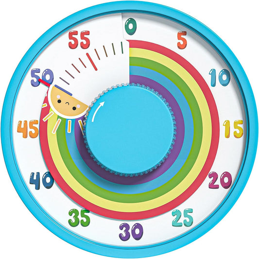60-Minute Rainbow Visual Timer 6-Inch Mechanical Countdown Timers for Teaching, Meeting, Cooking, Working - Timer for Kids with Magnetic Backing (Blue)