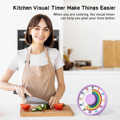 60-Minute Rainbow Visual Timer 6-Inch Mechanical Countdown Timers for Teaching, Meeting, Cooking, Working - Timer for Kids with Magnetic Backing (Blue)