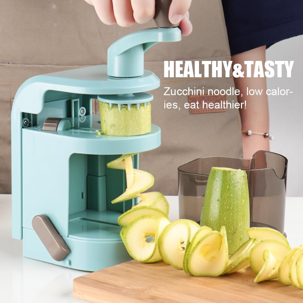 Vegetable Spiralizer 4-IN-1 Rotating Blade Veggie Spiralizer Zucchini Noodle Maker with Strong Suction Cup Spiral Vegetable Cutter Slicer - White