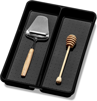 Premium Small Utensil Tray, Deep Storage for Ladles, Whisks & Serving Tools, Non Slip Lining, for Drawers & Home Organization, White