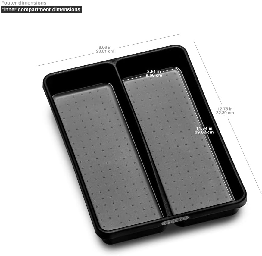 Premium Small Utensil Tray, Deep Storage for Ladles, Whisks & Serving Tools, Non Slip Lining, for Drawers & Home Organization, White