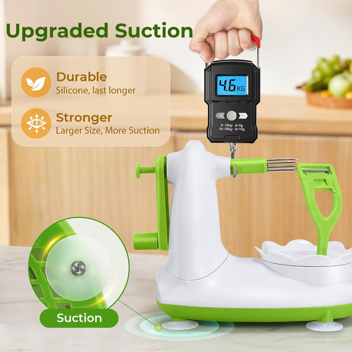Apple Peeler for Apple Sauce and Pie, 8-Wedge Apple Slicer Corer with Stainless Steel Blades, Upgraded Strong Suction Base, Includes 2 Replacement Blades