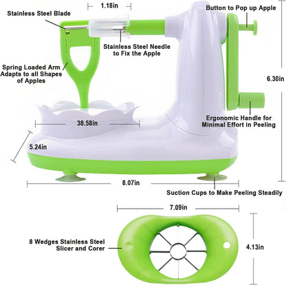 Apple Peeler for Apple Sauce and Pie, 8-Wedge Apple Slicer Corer with Stainless Steel Blades, Upgraded Strong Suction Base, Includes 2 Replacement Blades