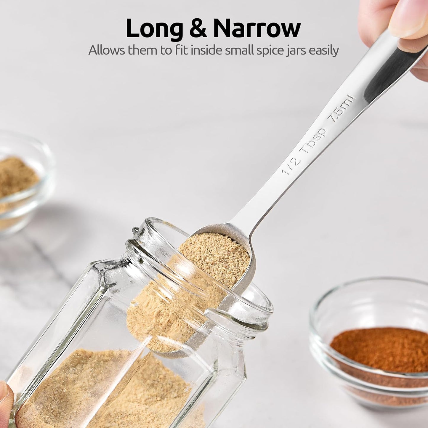 Measuring Spoons: 18/8 Stainless Steel Measuring Spoons Set of 9 Piece: 1/16 TSP, 1/8 TSP, 1/4 TSP, 1/3 TSP, 1/2 TSP, 3/4 TSP, 1 TSP, 1/2 tbsp & 1 tbsp Dry and Liquid Ingredients
