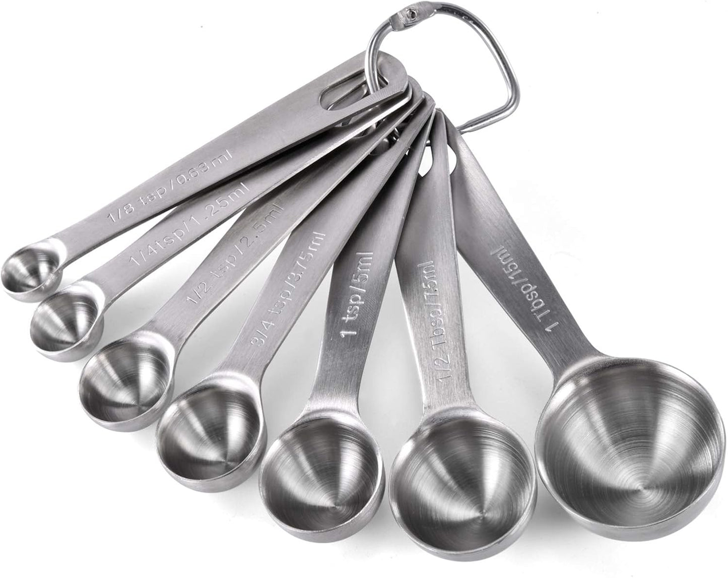 Measuring Spoons: 18/8 Stainless Steel Measuring Spoons Set of 9 Piece: 1/16 TSP, 1/8 TSP, 1/4 TSP, 1/3 TSP, 1/2 TSP, 3/4 TSP, 1 TSP, 1/2 tbsp & 1 tbsp Dry and Liquid Ingredients