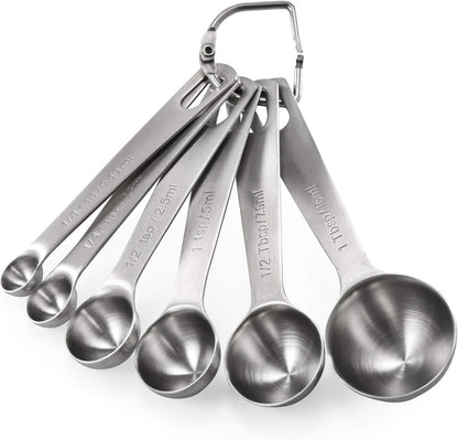 Measuring Spoons: 18/8 Stainless Steel Measuring Spoons Set of 9 Piece: 1/16 TSP, 1/8 TSP, 1/4 TSP, 1/3 TSP, 1/2 TSP, 3/4 TSP, 1 TSP, 1/2 tbsp & 1 tbsp Dry and Liquid Ingredients