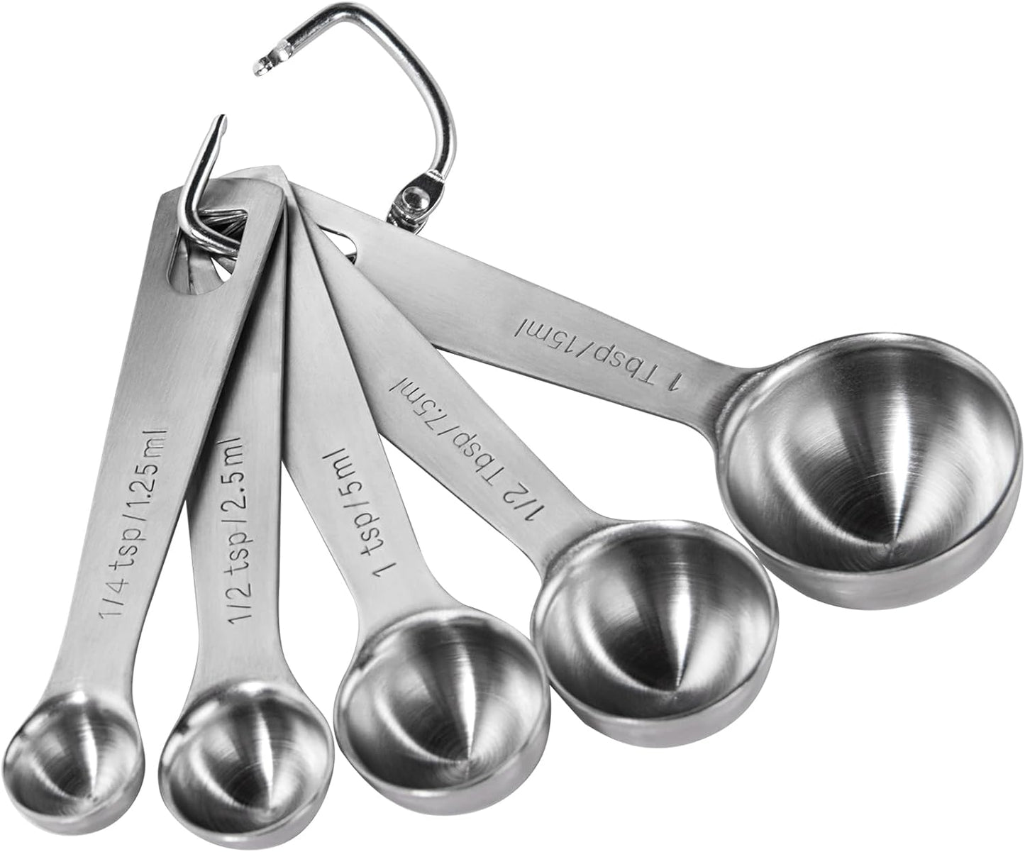 Measuring Spoons: 18/8 Stainless Steel Measuring Spoons Set of 9 Piece: 1/16 TSP, 1/8 TSP, 1/4 TSP, 1/3 TSP, 1/2 TSP, 3/4 TSP, 1 TSP, 1/2 tbsp & 1 tbsp Dry and Liquid Ingredients