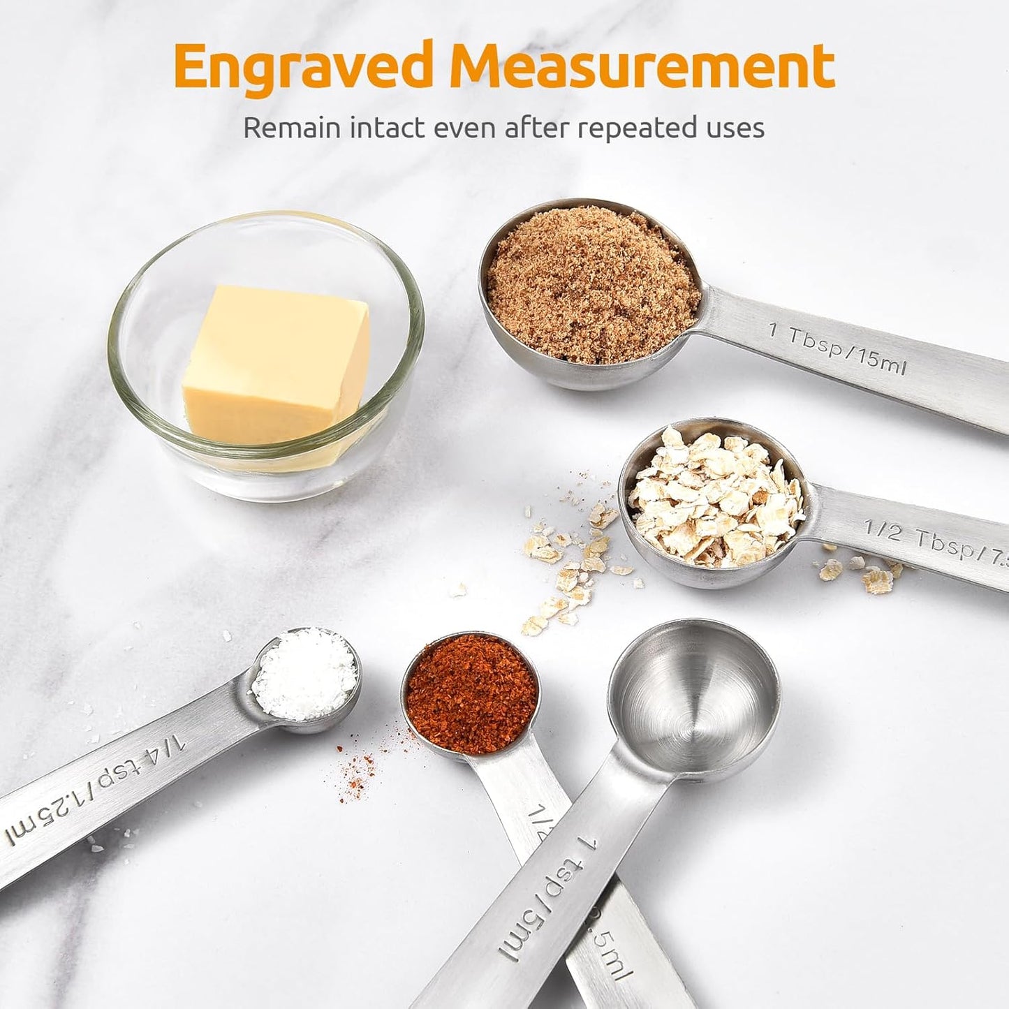 Measuring Spoons: 18/8 Stainless Steel Measuring Spoons Set of 9 Piece: 1/16 TSP, 1/8 TSP, 1/4 TSP, 1/3 TSP, 1/2 TSP, 3/4 TSP, 1 TSP, 1/2 tbsp & 1 tbsp Dry and Liquid Ingredients