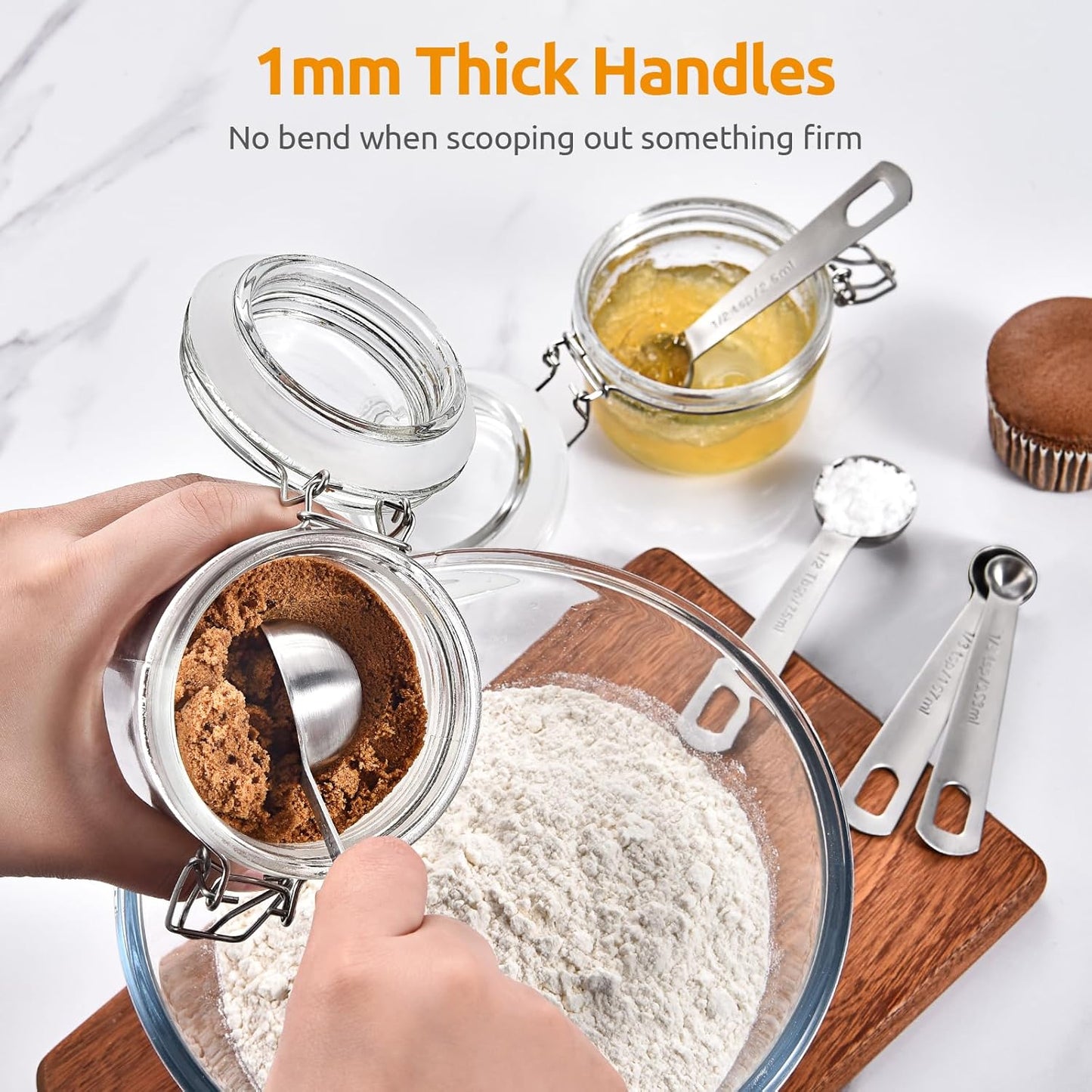 Measuring Spoons: 18/8 Stainless Steel Measuring Spoons Set of 9 Piece: 1/16 TSP, 1/8 TSP, 1/4 TSP, 1/3 TSP, 1/2 TSP, 3/4 TSP, 1 TSP, 1/2 tbsp & 1 tbsp Dry and Liquid Ingredients