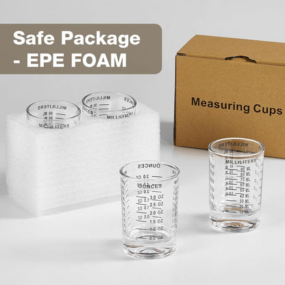 2 Pack Shot Glass Measuring Cup, 3 Ounce Heavy Base Jigger, Espresso Shot Glass, Liquid Glass Cup, Round Shot Glasses, Small Glass Shot Cups for Vodka, Whiskey, Tequila, Espresso, Liquor