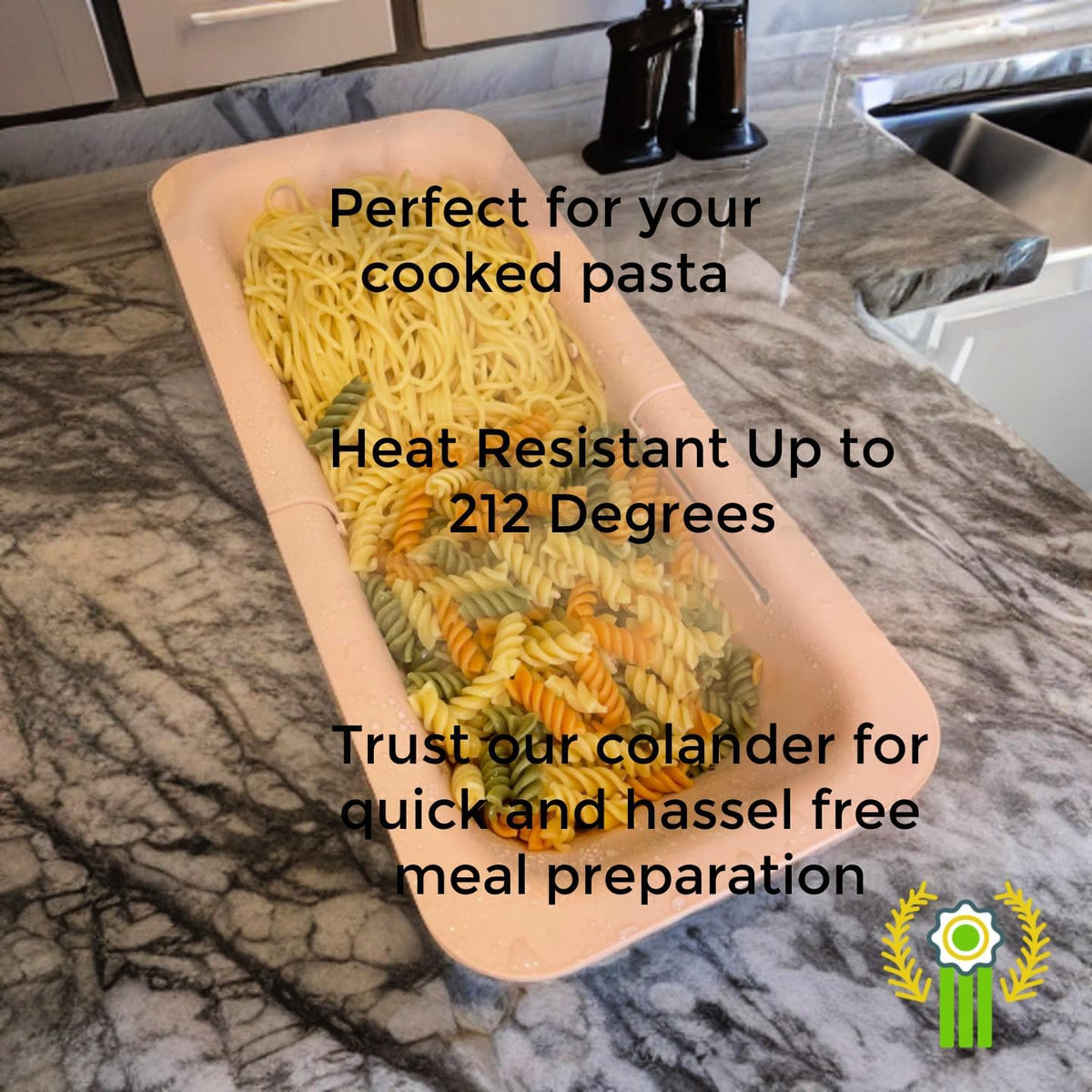 Extendable Colander Over the Sink Strainer basket - Extendable Sink Colander - Wash Fruits and Vegetable. Drain cooked Pasta and Dishes - Efficient Kitchen - Pink 8x19.5x2.8 inches