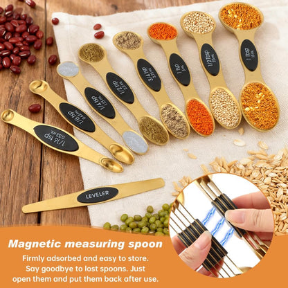 13pcs Gold Stainless Steel Measuring Cups and Spoons Set for Kitchen Baking