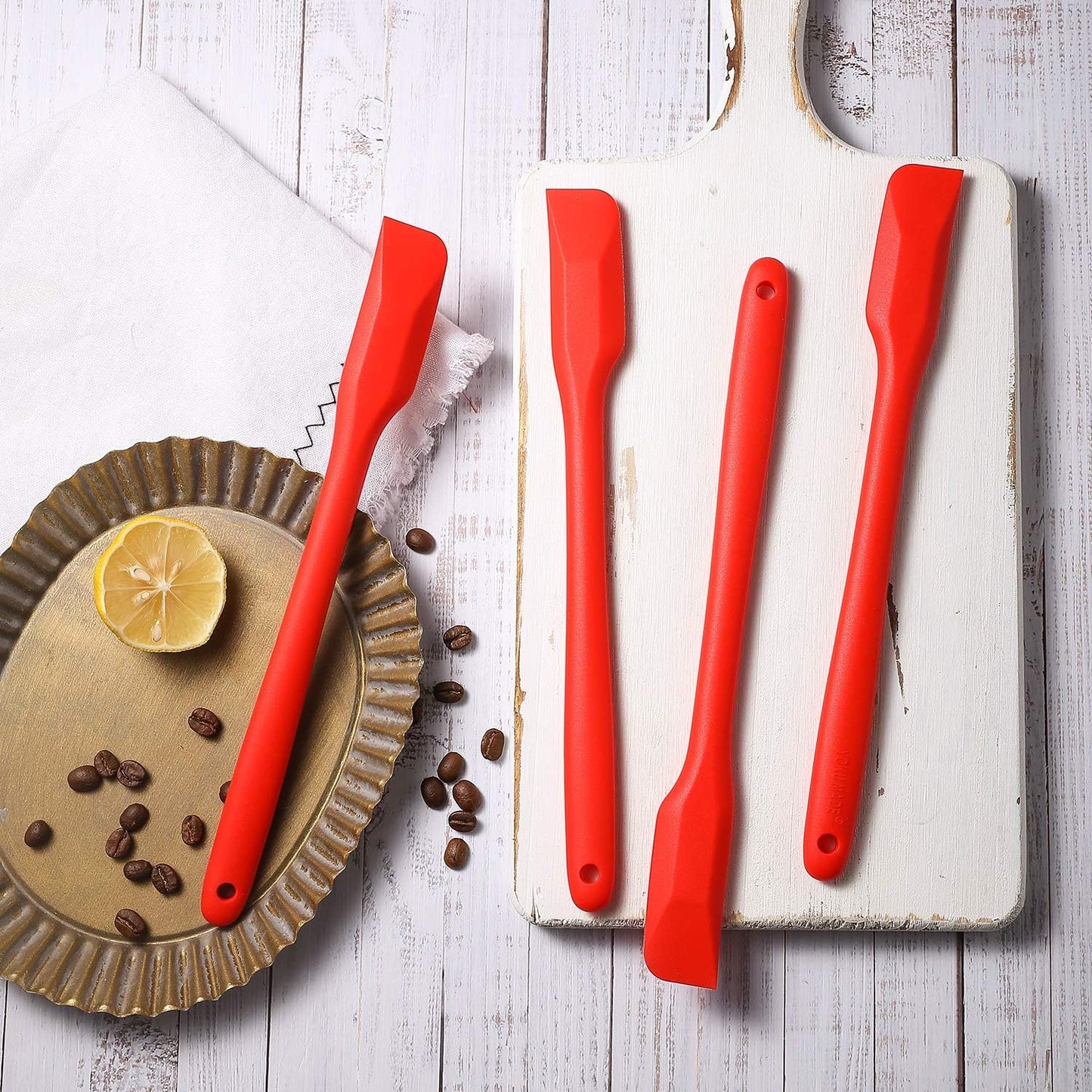 Small Spatulas Set, Heat-resistant Mini Spatulas with Sharp and thin Edge, Nonstick Silicone Spreader, 10 Inches, 4 Pack