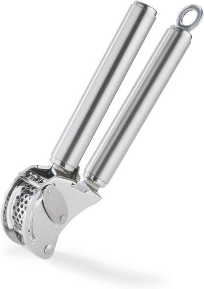 Rösle 12895 Stainless Steel Garlic & Ginger Press with Scraper for Effortless Mincing with Easy Cleanup, 13-inch