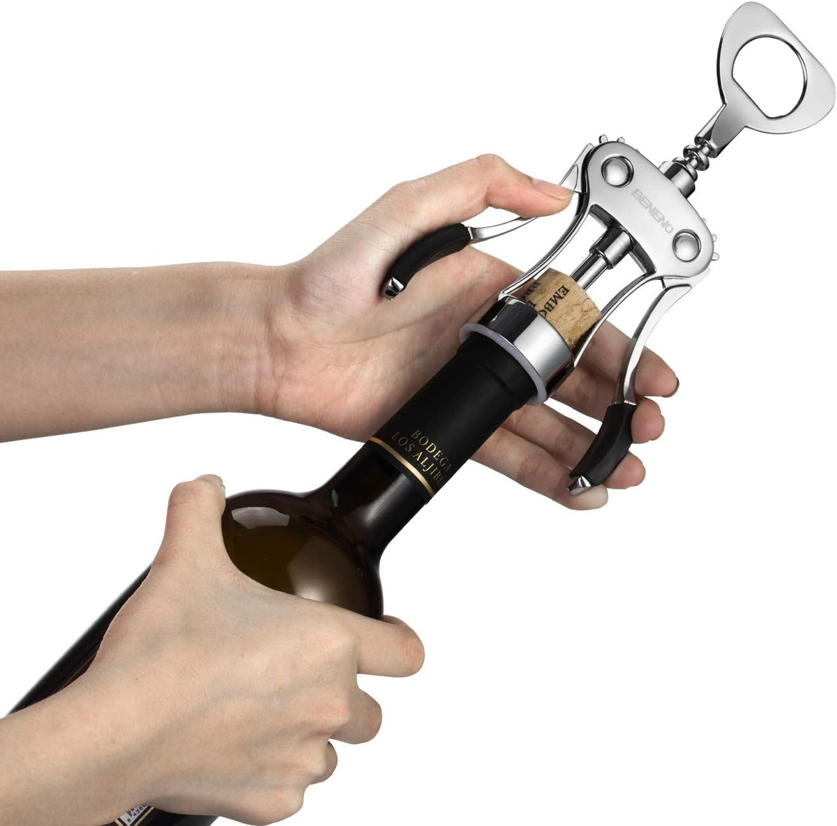 Wine Opener, Premium Wing Corkscrew Wine Bottle Opener, Silver