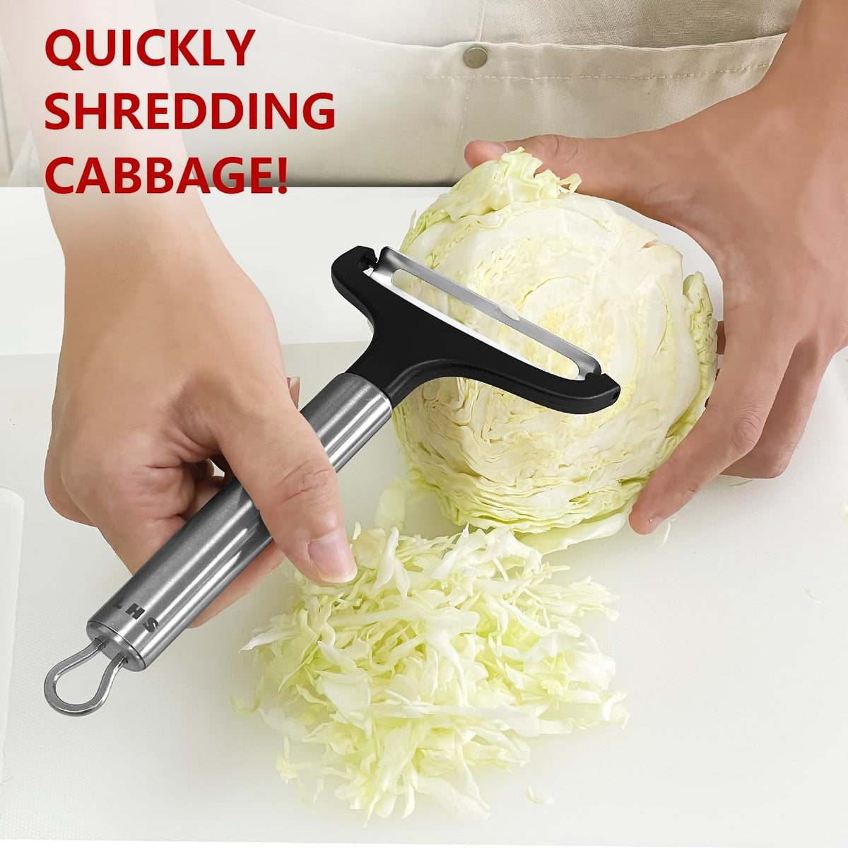 Cabbage Peeler for Kitchen, Wide Mouth Vegetable Peeler, Stainless Steel Fruit Shredder Slicer with Non-Slip Handle and Sharp Blade