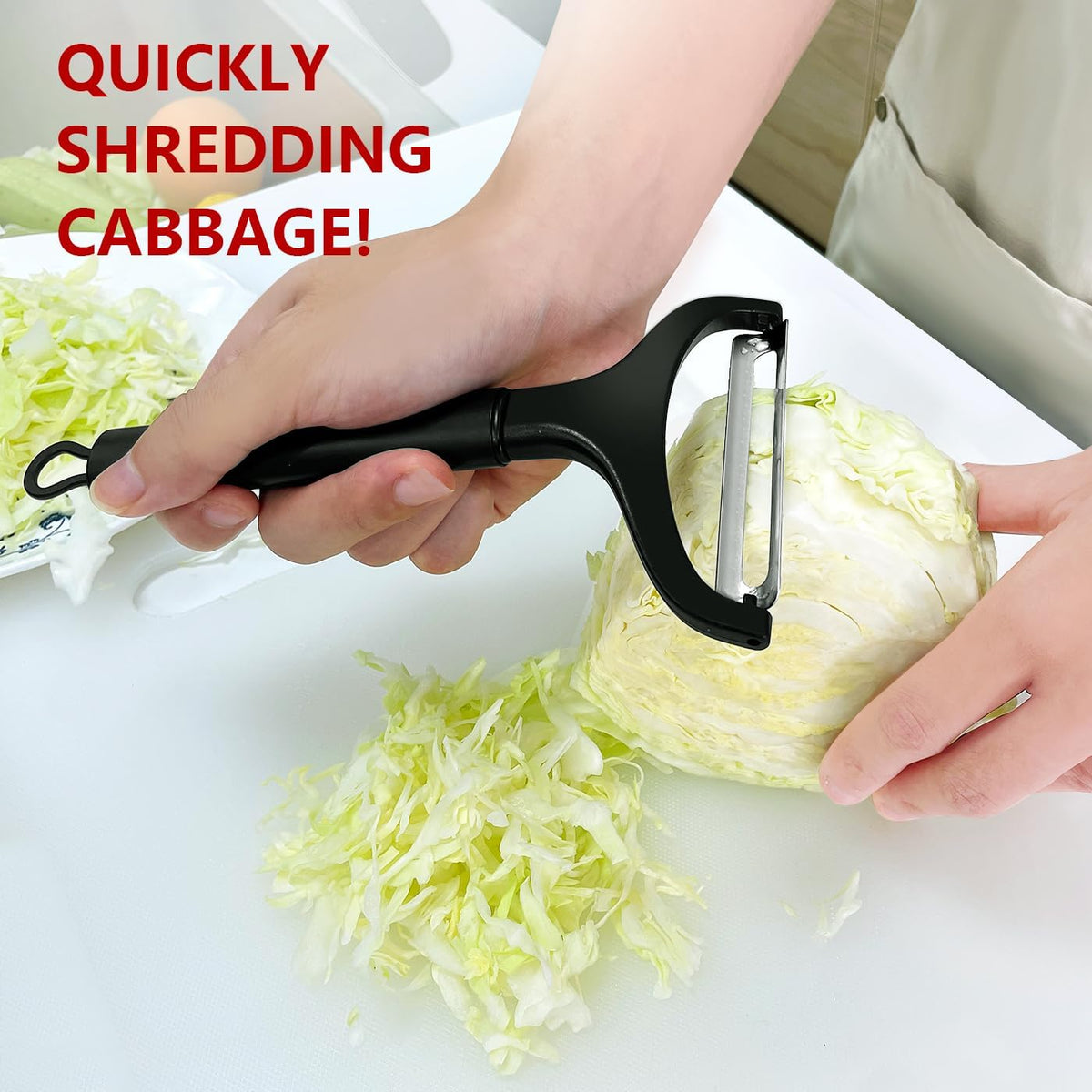Cabbage Peeler for Kitchen, Wide Mouth Vegetable Peeler, Stainless Steel Fruit Shredder Slicer with Non-Slip Handle and Sharp Blade