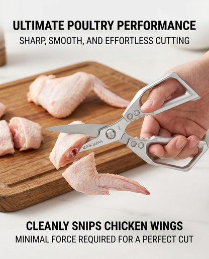 Heavy Duty Poultry Shears, Stainless Steel Kitchen Scissors for Chicken Bones, Turkey, Meat, BBQ Prep, Serrated Blade All-Metal Cooking Shears, Dishwasher Safe