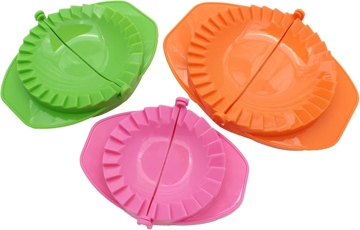 Set of 3 Dough Press - Plastic Pastry Shaper & Empanada Maker Press With Crimped Crust Edges - Kitchen Tools For Making Dumplings, Hand Pie, Ravioli, Pierogi, Turnover - 4”, 5”, 6”