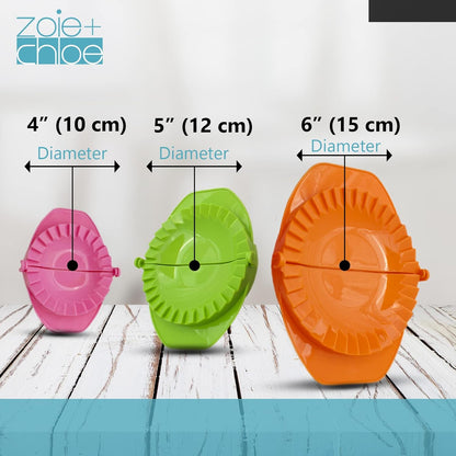 Set of 3 Dough Press - Plastic Pastry Shaper & Empanada Maker Press With Crimped Crust Edges - Kitchen Tools For Making Dumplings, Hand Pie, Ravioli, Pierogi, Turnover - 4”, 5”, 6”