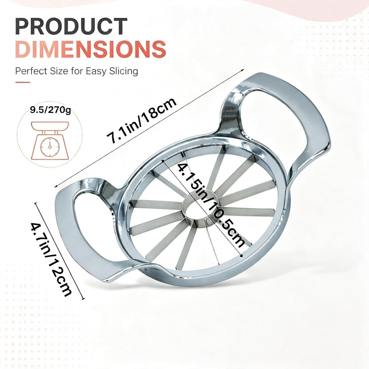 Stainless Steel Extra Large Apple Slicer&Corer, 12-Blade Heavy Duty Cutter