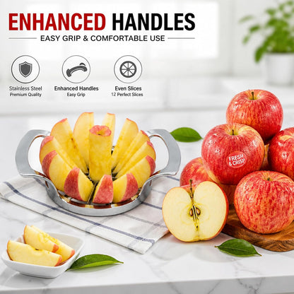 Stainless Steel Extra Large Apple Slicer&Corer, 12-Blade Heavy Duty Cutter