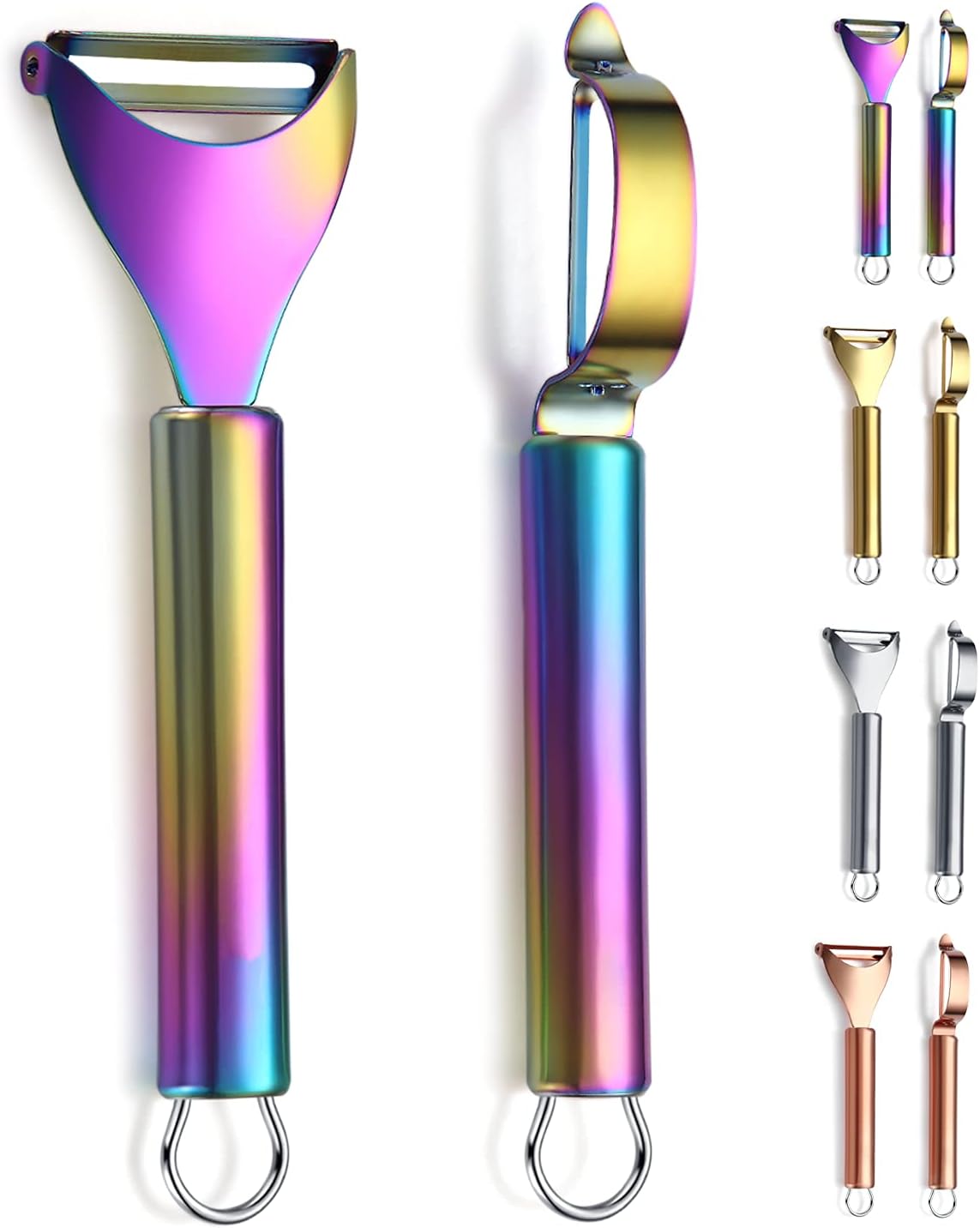 Gold Potato Vegetable And Fruit Peelers For Kitchen, Titanium Gold Plating Stainless Steel Peelers,Sharp Blade And Ergonomic Non Slip Easy To Grip Set Of 2