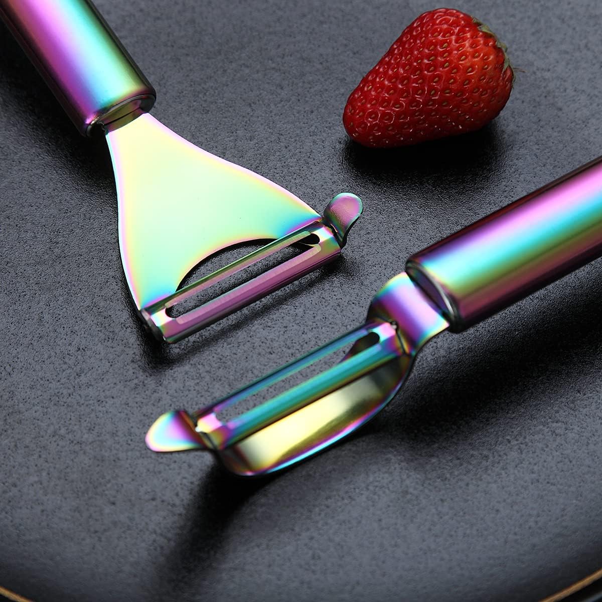 Gold Potato Vegetable And Fruit Peelers For Kitchen, Titanium Gold Plating Stainless Steel Peelers,Sharp Blade And Ergonomic Non Slip Easy To Grip Set Of 2