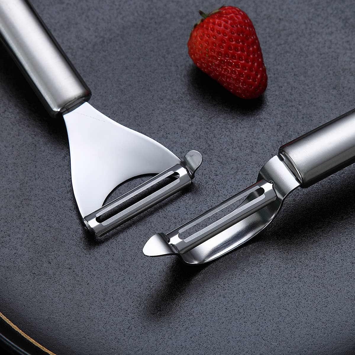 Gold Potato Vegetable And Fruit Peelers For Kitchen, Titanium Gold Plating Stainless Steel Peelers,Sharp Blade And Ergonomic Non Slip Easy To Grip Set Of 2