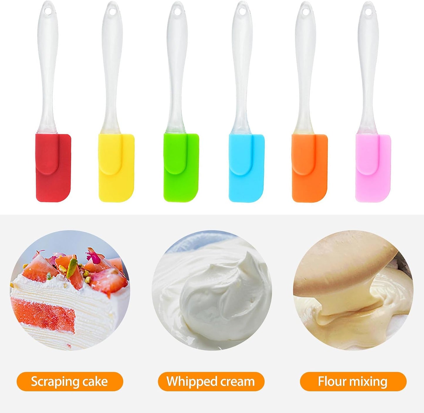 6 Piece Mini Silicone Spatula Set, Small Heat-Resistant Rubber Spatulas for Baking, Cooking, Mixing, Non-Stick Kitchen Tools for Cooking & Baking