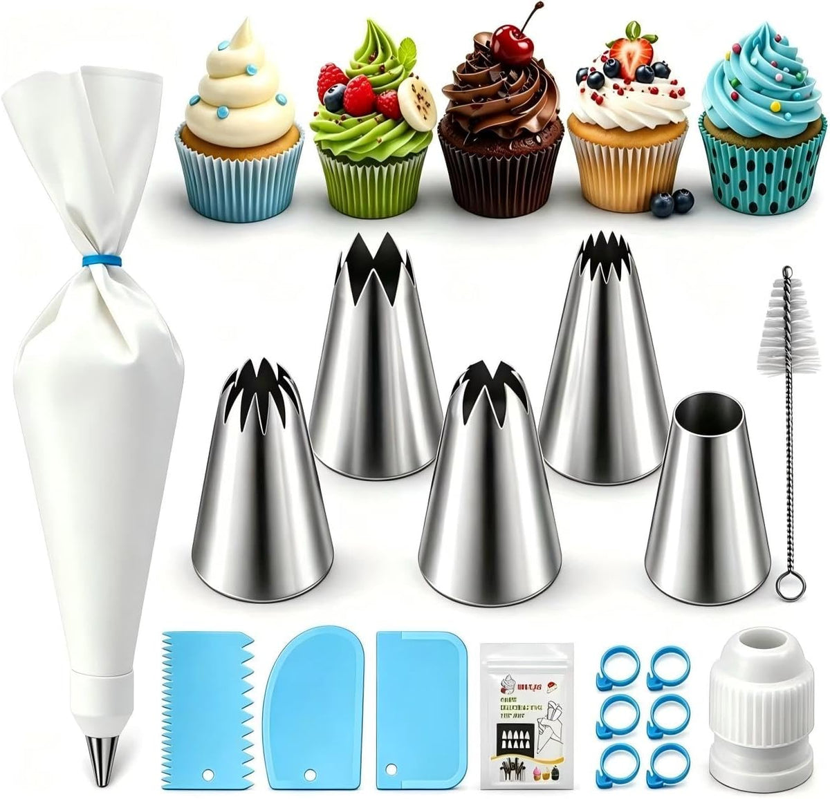 17 Pcs Large Piping Tips Set, Seamless Cake Decorating Tips