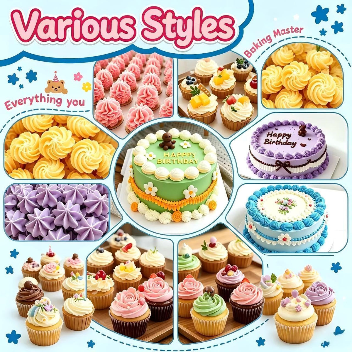 17 Pcs Large Piping Tips Set, Seamless Cake Decorating Tips